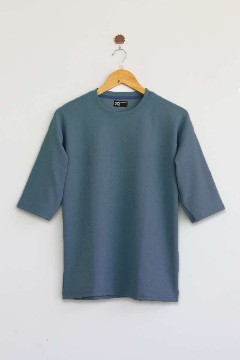 High Sleeve Oversized T Shirt (Olive Blue)